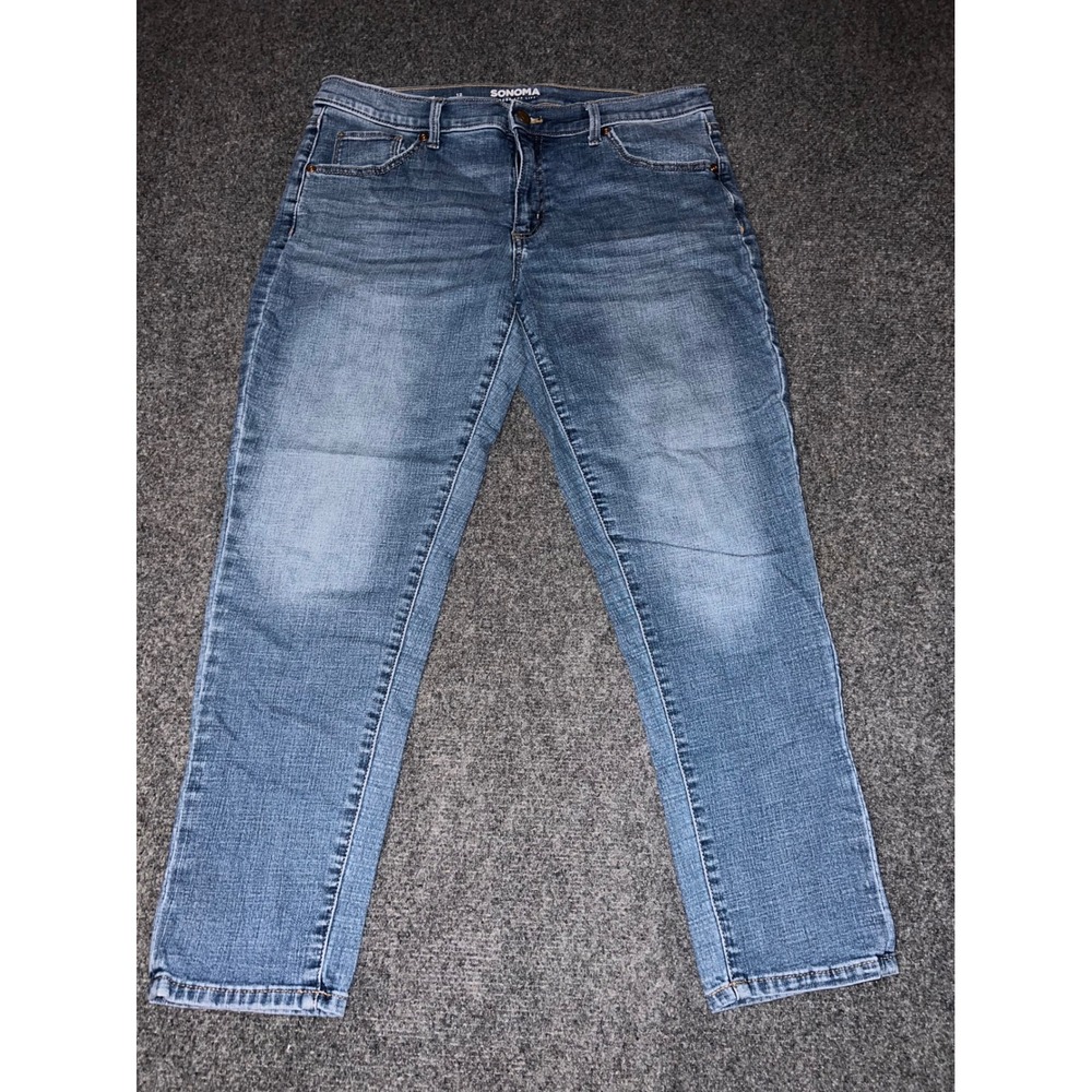 Sonoma Goods For Life Womens Size 12 Girlfriend Jeans Medium Wash Blue Denim